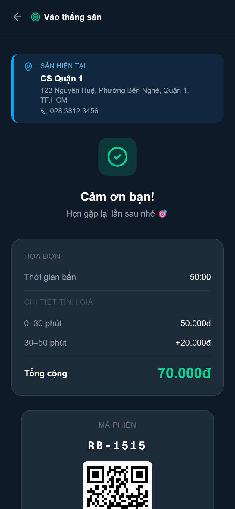 Hóa đơn kết thúc